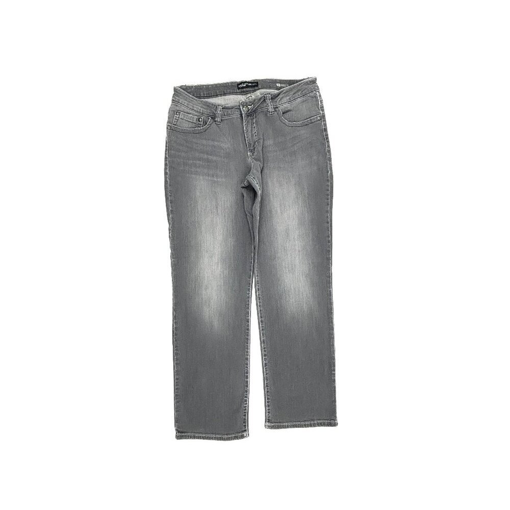 Lee‎ Mid Rise Fit Straight Leg Women's size 14P Gray Denim jeans